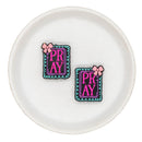 Pray with Bow Glitter Silicone Focal Bead 23x29mm (Package of 2)