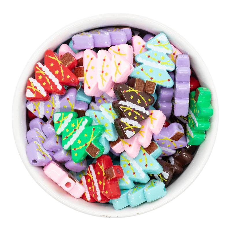 Printed Christmas Tree Bead Color Mix 27x19mm (Package of 5)