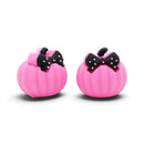 3-D Pink Pumpkin w/Black Polka Dot Bow Silicone Focal Bead 21x22x21mm (Package of 2)