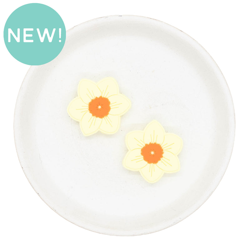Daffodil Flower Silicone Focal Bead 30mm (Package of 2)