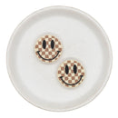 Neutral Check Smiley Silicone Focal Bead 27mm (Package of 2)