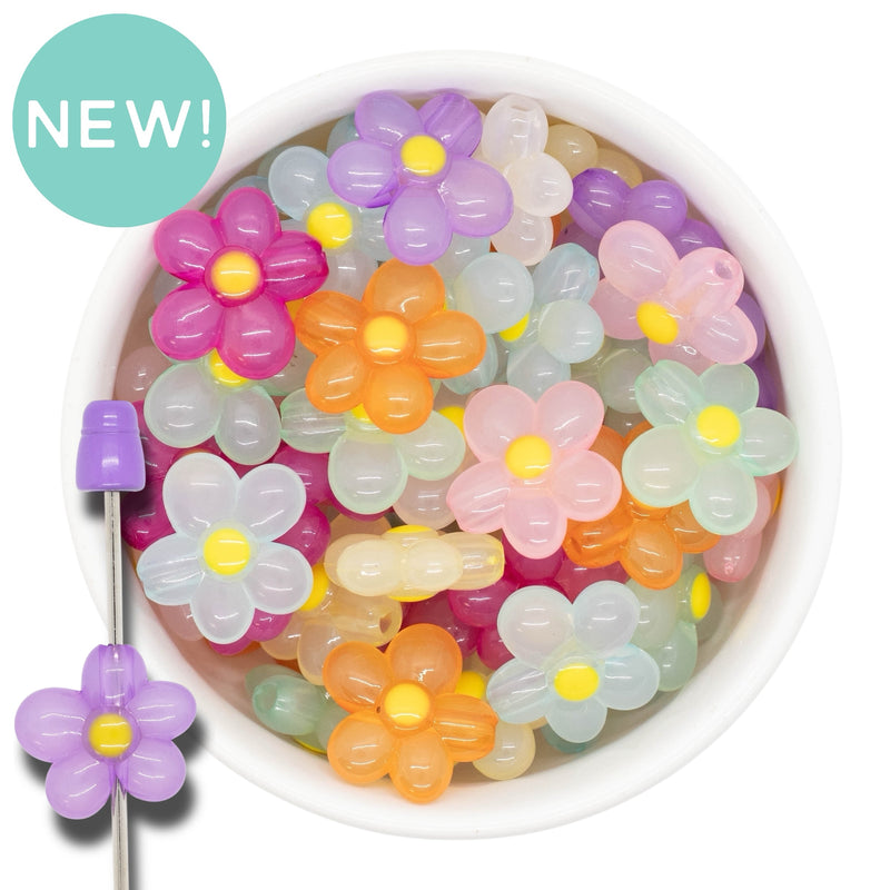 3-D Jelly Flower Bead Assortment 21x21x8mm (Package of 10)
