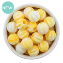 Yellow Marbled Pumpkin XL Hole Beads 18mm (Package of 10)