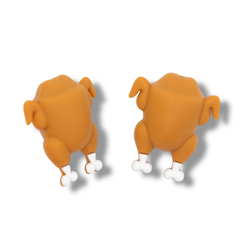 3-D Roasted Turkey Silicone Focal Bead 29x25x15mm (Package of 2)