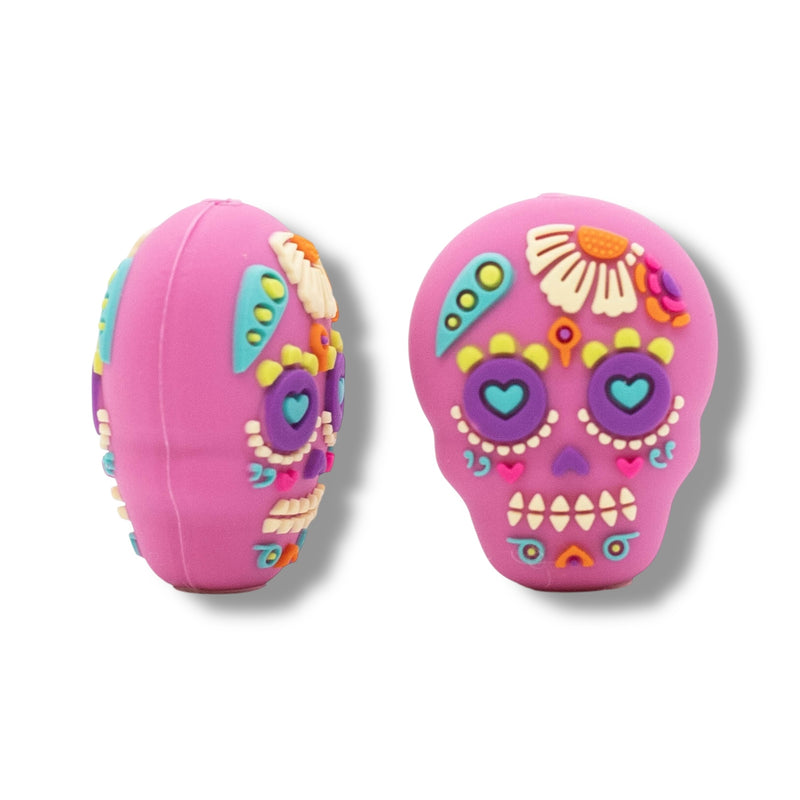 3-D Sugar Skull Silicone Focal Bead 30x24x18mm (Package of 2)