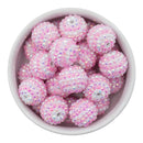 White & Light Pink Stripe Rhinestone Beads 20mm (Package of 10)