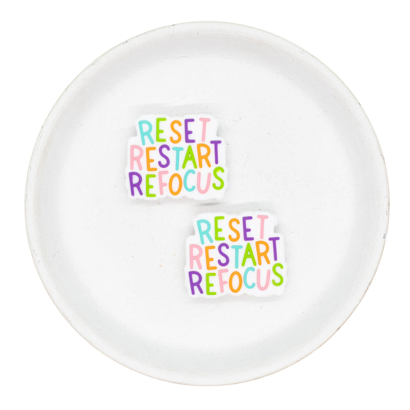 Reset Restart Refocus Silicone Focal Bead 30x25mm (Package of 2)