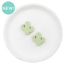Sage Green Cactus Silicone Focal Bead 23x25mm (Package of 2)