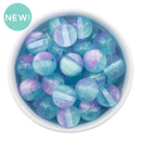 Transparent w/Double Color Glitter Teal & Lilac Beads 16mm (Package of 10)