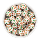 Plaid Christmas Tree Printed Silicone Beads 15mm