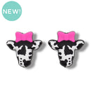 3-D Cow w/Pink Bow Silicone Focal Bead 29x30x15mm (Package of 2)