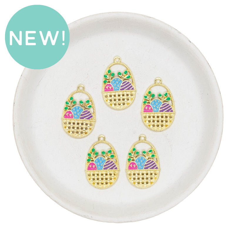 Easter Basket Enamel Charm 27x18mm (Package of 5)