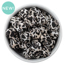 Tan Leopard Printed Hexagon Silicone Beads 14mm (Package of 5)