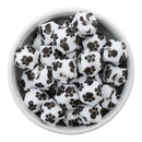Paw Printed Hexagon Silicone Beads 14mm (Package of 5)