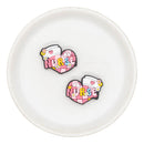 Pink Check Nurse Heart Focal Bead 23x30mm (Package of 2)