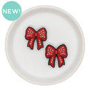 Red Heart Bow Glitter Silicone Focal Bead 29x30mm (Package of 2)