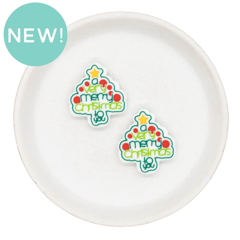 A Very Merry Christmas to You Tree Silicone Focal Bead 31x28mm (Package of 2)