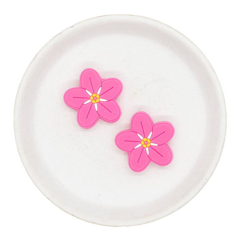 Pink Flower w/Star Center Silicone Focal Bead 30mm (Package of 2)