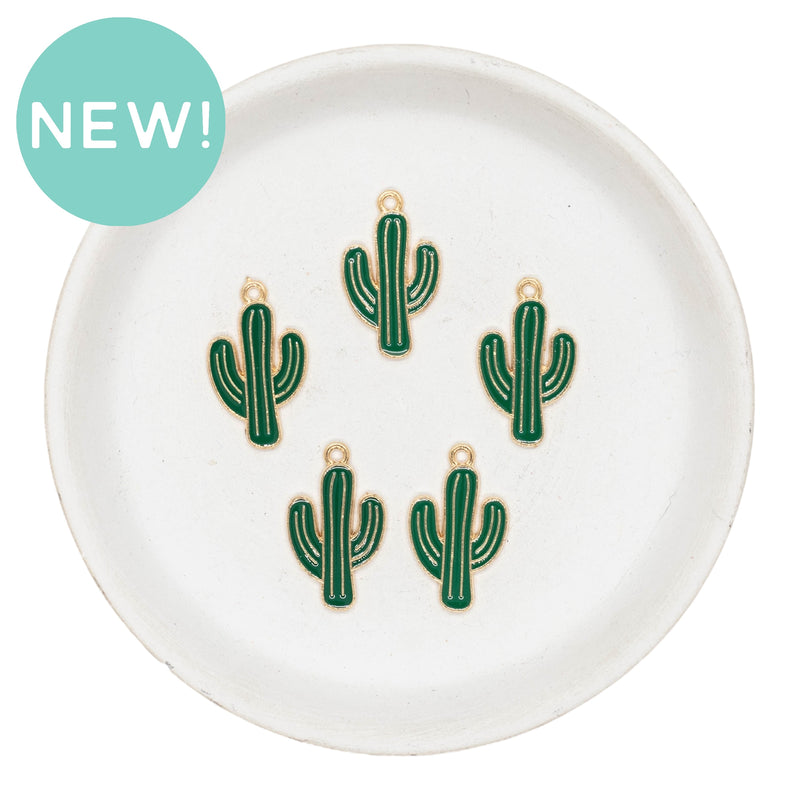 Cactus Enamel Charm 25x15mm (Package of 5)