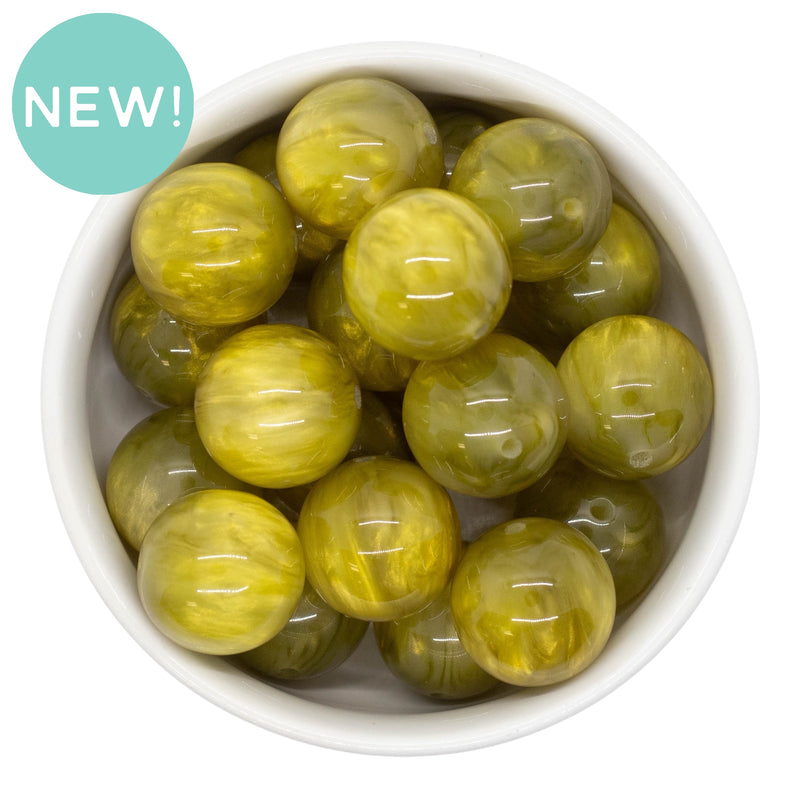 Olive Green Pearly Luster Beads 20mm (Package of 10)