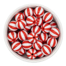 Red and White Beach Ball Beads 16mm (Package of 10)