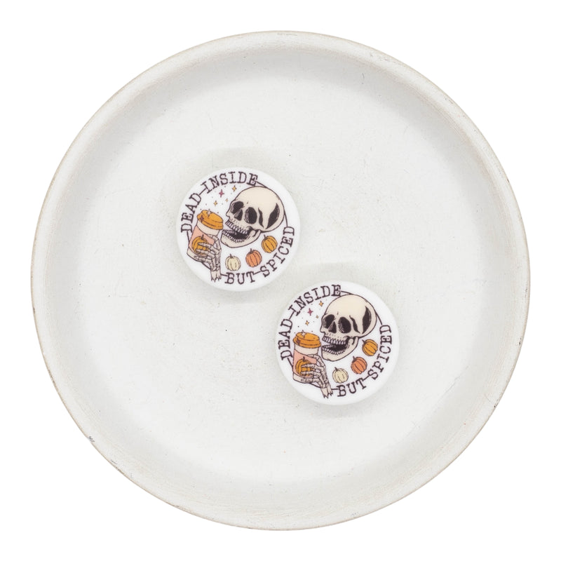 Printed Dead Inside But Spiced Silicone Focal Bead 26mm (Package of 2)