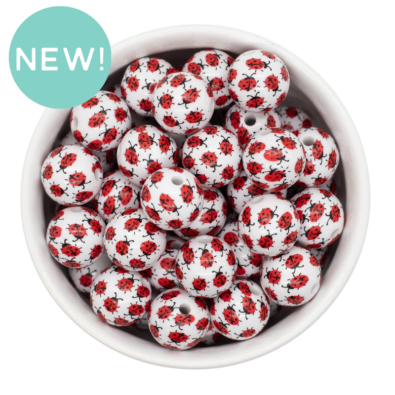 Ladybug Printed Beads 16mm (Package of 10)