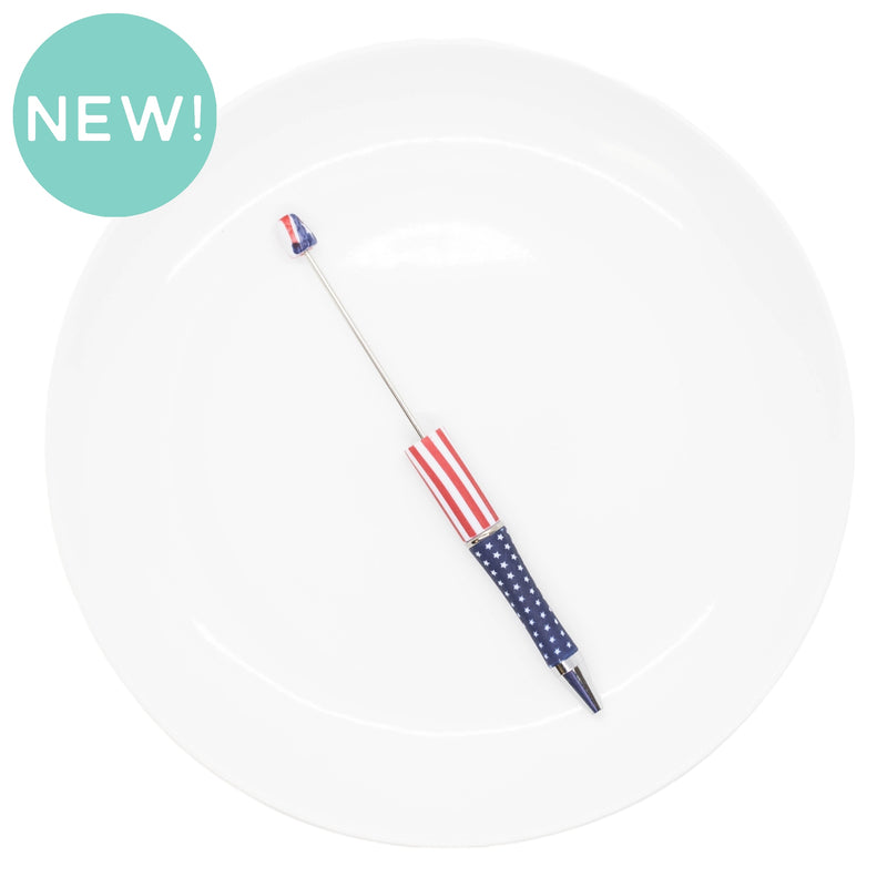 Patriotic Stars & Stripes Printed Beadable Pens (Package of 1)