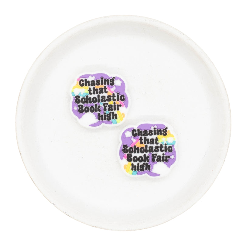 Chasing That Scholastic Book Fair High Silicone Focal Bead 28x30mm (Package of 2)