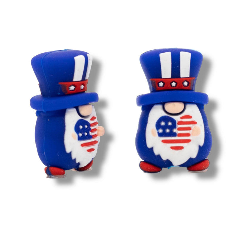 3-D Patriotic Gnome Silicone Focal Bead 31x19x16mm (Package of 2)