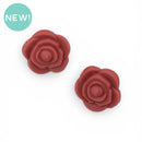3-D Burgundy Rose Silicone Focal Bead 20mm (Package of 2)