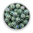 Iridescent Green Vertical Stripe Beads 16mm (Package of 10)
