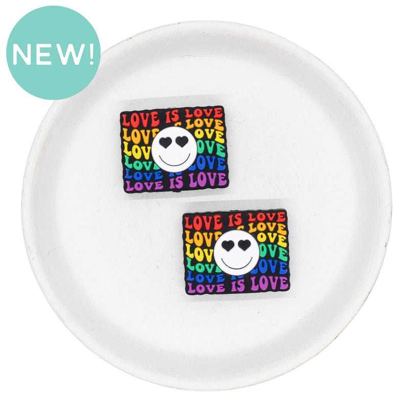 Love is Love Rainbow of Words Silicone Focal Bead 30x23mm (Package of 2)
