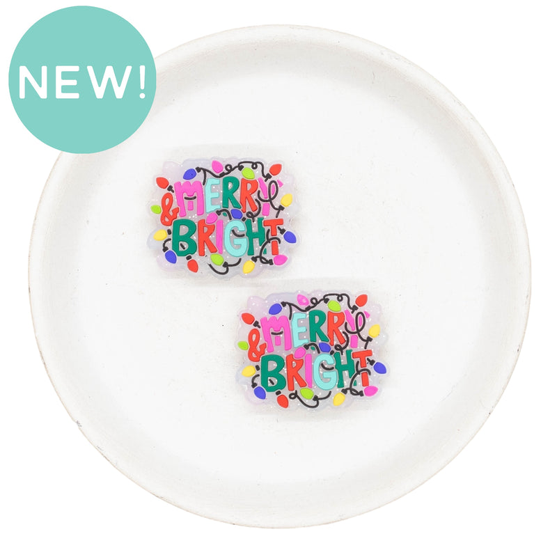 Merry & Bright Lights Glitter Silicone Focal Bead 26x32mm (Package of 2)