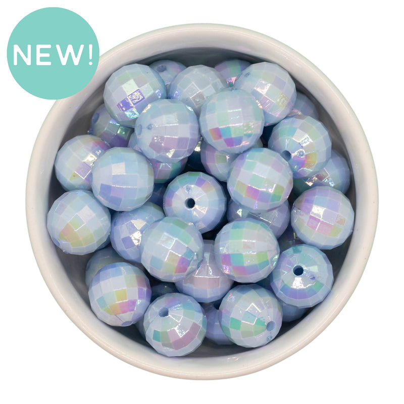 Sky Blue Iridescent Disco Beads 16mm (Package of 10)