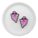 Bubblegum Blowing Check Ghost Silicone Focal Bead 26x36mm (Package of 2)