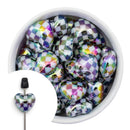 Iridescent Black & White Check Heart Bead 19x22mm (Package of 5)