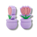 3-D Tulip in Lavender Flower Pot Silicone Focal Bead 29x15x14mm (Package of 2)