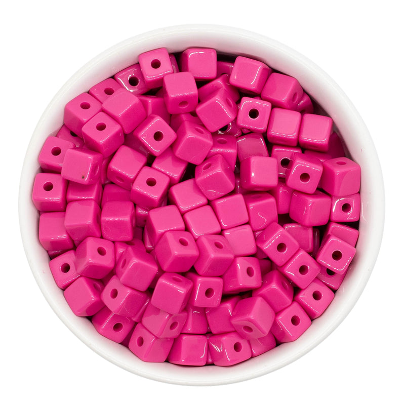 Hot Pink Solid Square Beads 8mm (Package of Approx. 35 Beads)