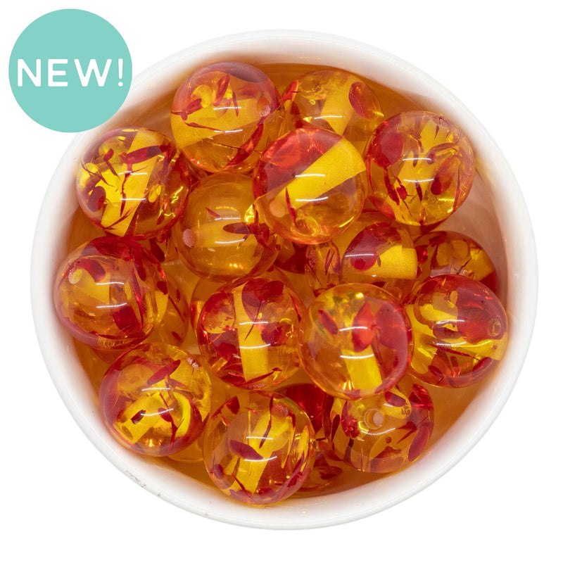 Translucent Orange & Red Color Swirl Beads 20mm (Package of 10)