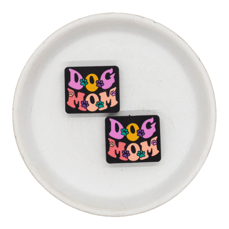 Colorful Dog Mom w/Tiny Paws Silicone Focal Bead 24x28mm (Package of 2)