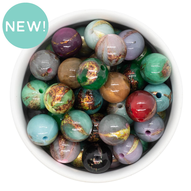 Jewel Toned Faux Foiled Variety Pack Beads 16mm (Package of 10)