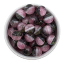 Transparent w/Double Color Glitter Light Pink and Black Beads 16mm (Package of 10)