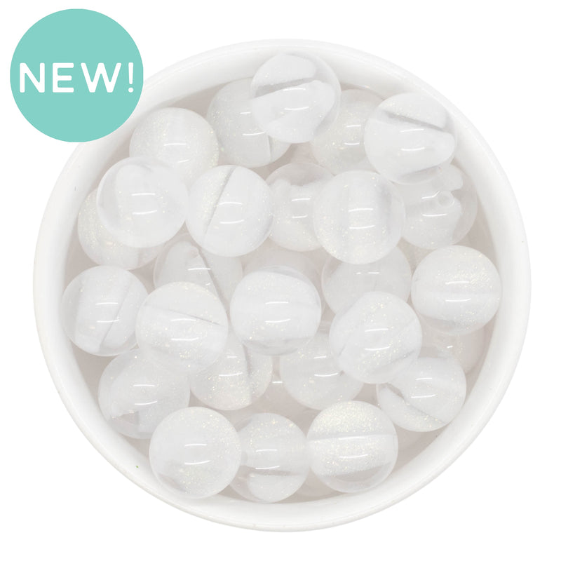 White UV Light Change Shimmer Stripe Beads 16mm (Package of 10)