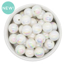 White Iridescent Crinkle Textured Beads 16mm (Package of 10)