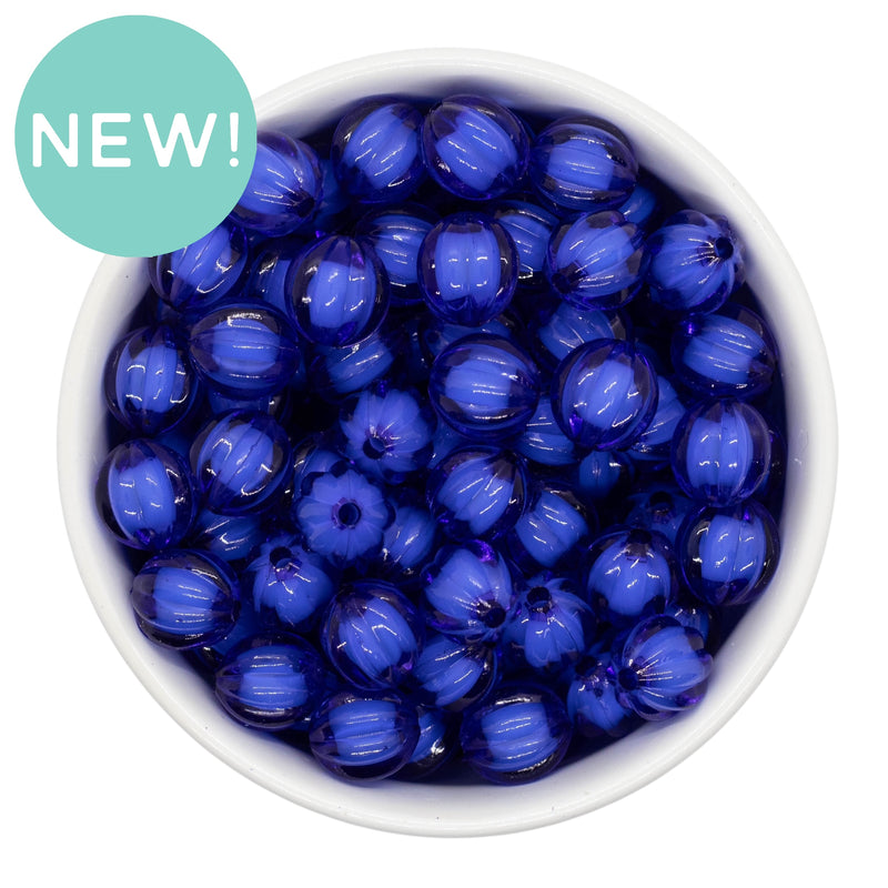 Royal Blue Translucent Pumpkin White Core Beads 12mm (Package of 20)