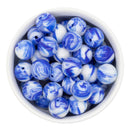 White /Blue Marble Beads 16mm (Package of 10)