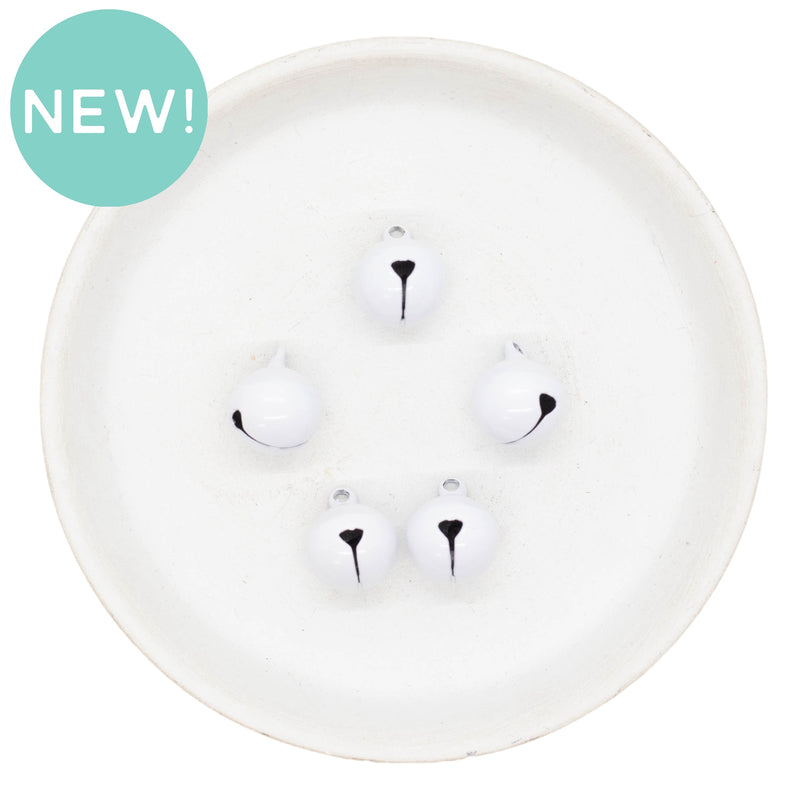 White Jingle Bell Charm 17mm (Package of 5)