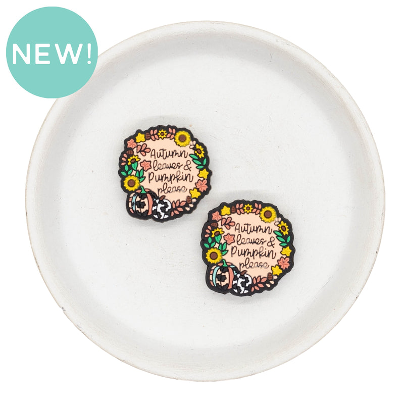 Autumn, Leaves & Pumpkin Please Silicone Focal Bead 28x27mm (Package of 2)