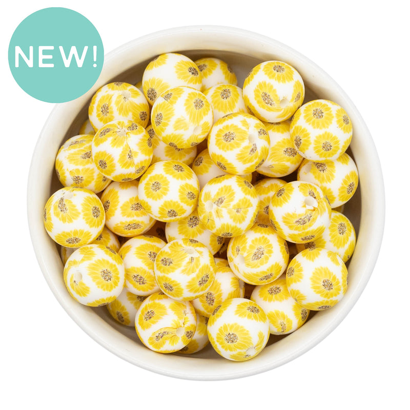 Sunflower Silicone Beads 15mm (Package of 10)